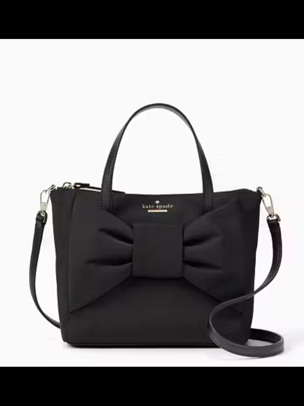 Kate Spade Haring Lane Jan Bow Satchel Black Nylon Handbag